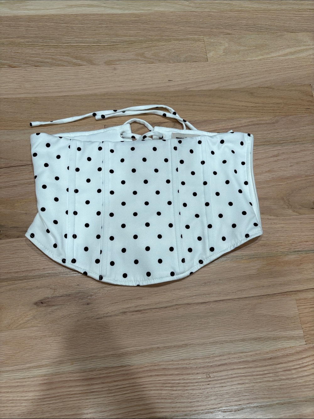 Mars The Label Polka Dot Lace-Up Corset Top - White/Black